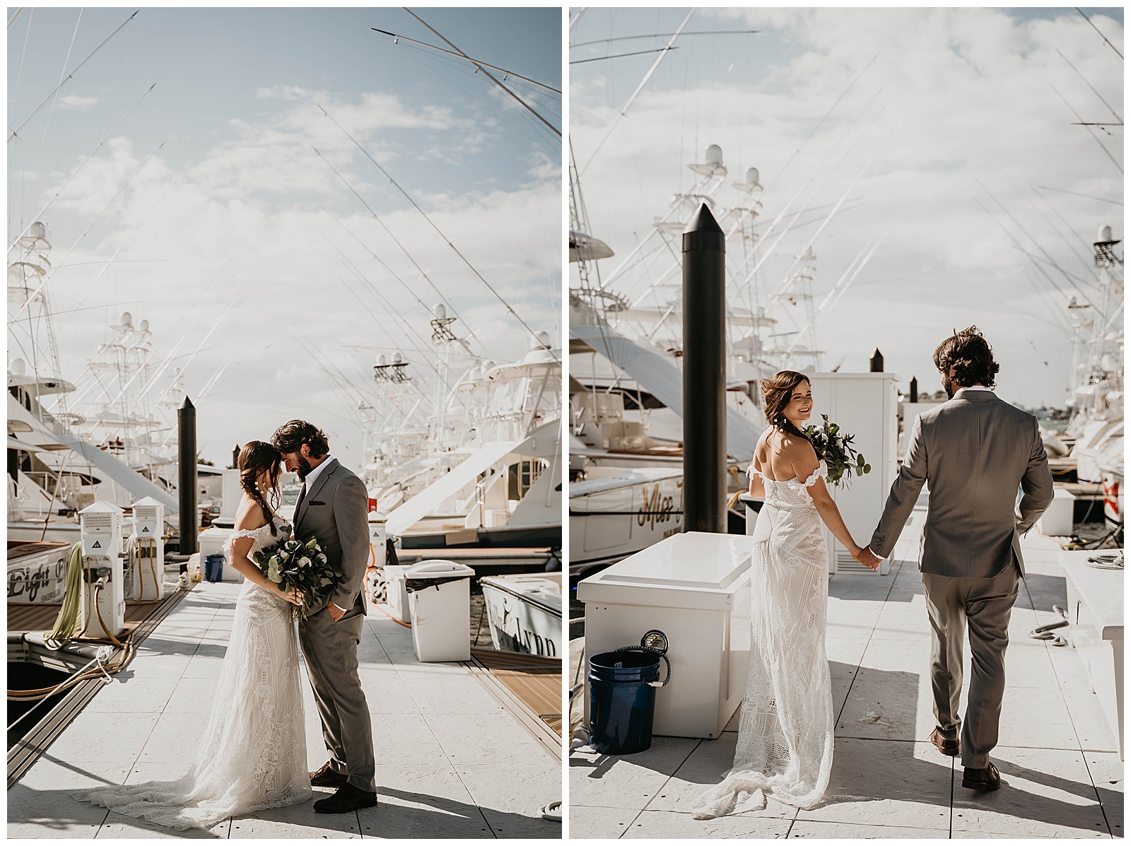 Waterfront Dock Bride and Groom Wedding Portraits