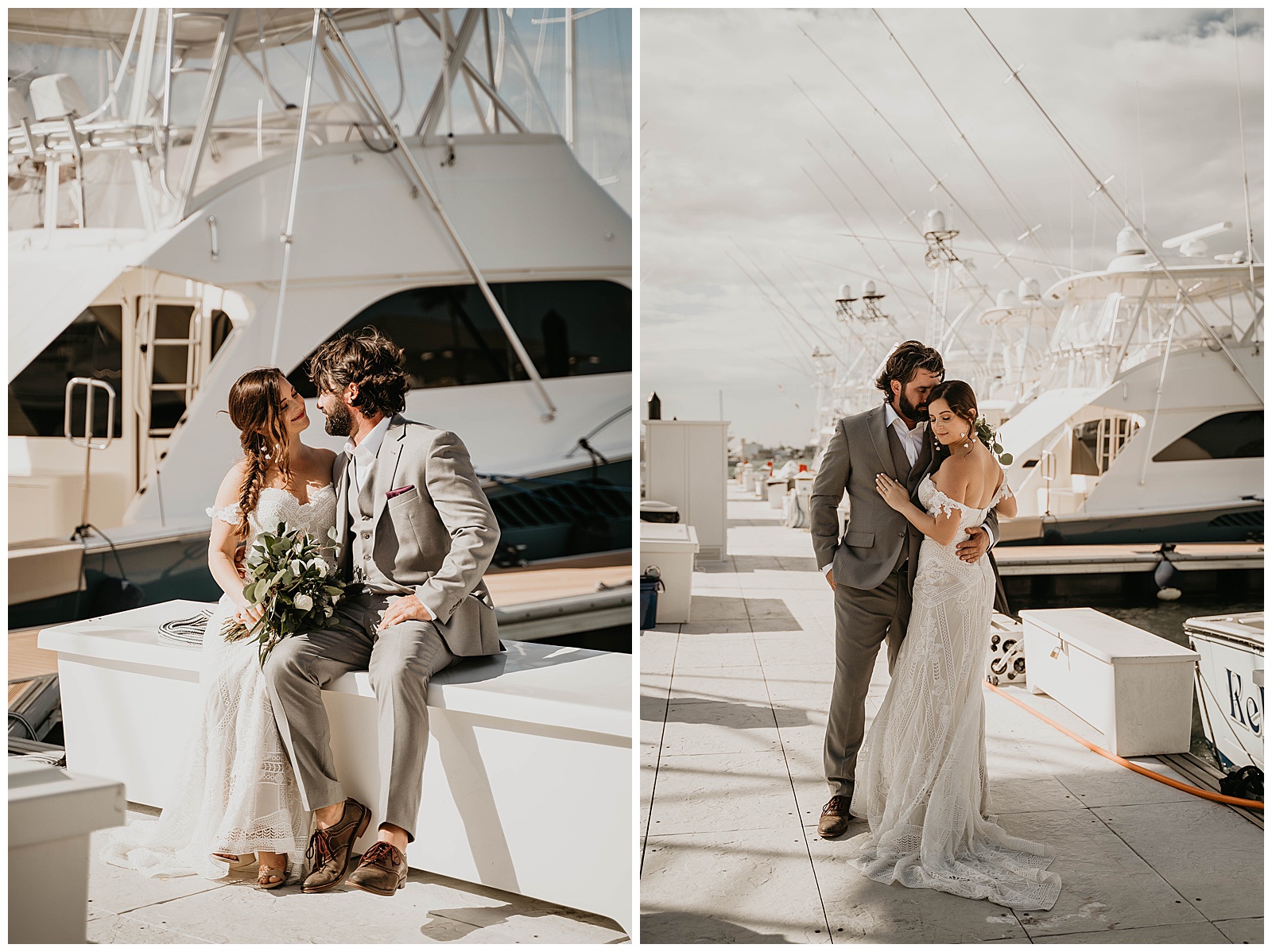 Waterfront Dock Bride and Groom Wedding Portraits
