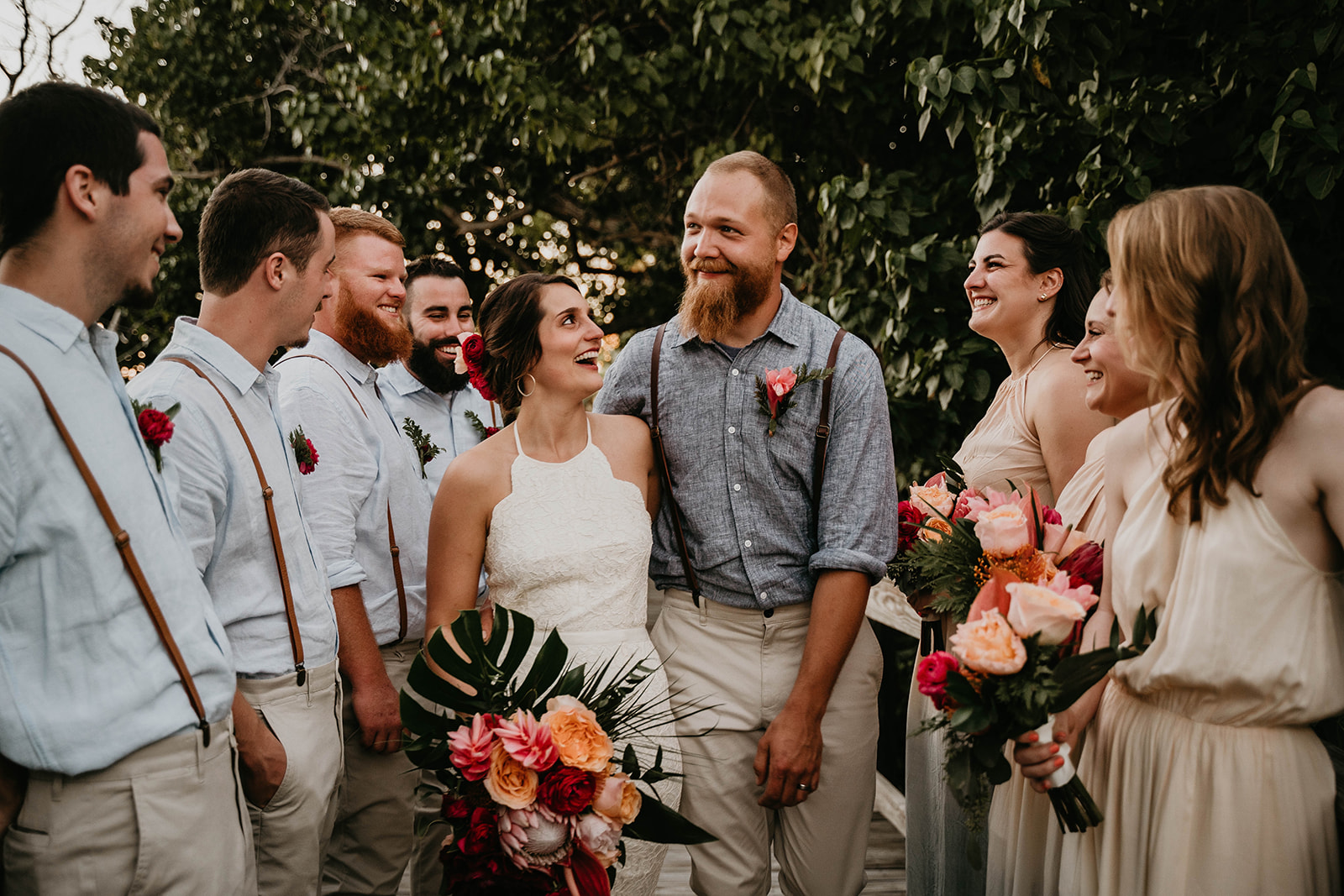 Tropical Beach Wedding Party Portraits