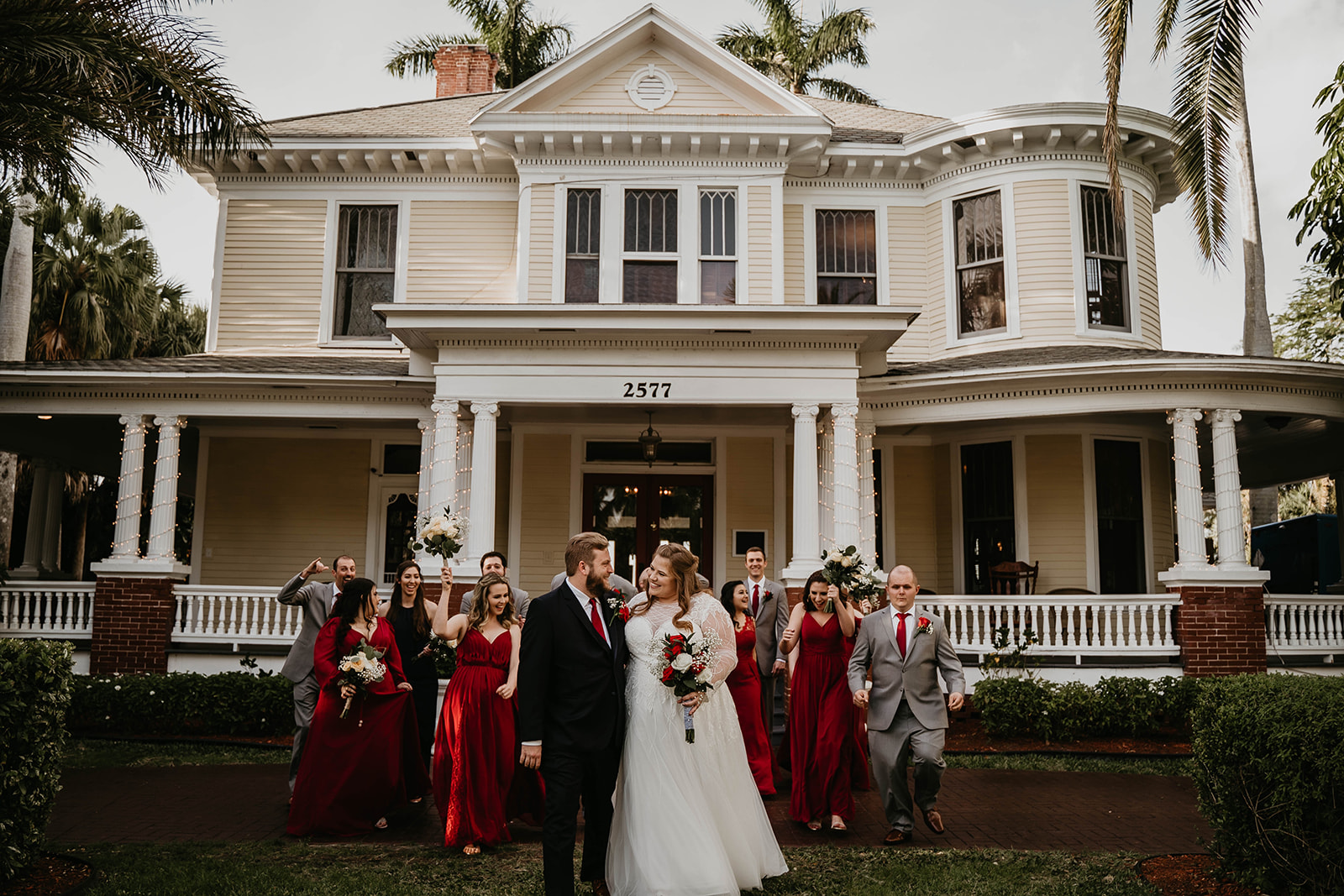 Colorful Bridal Party Wedding Portraits at The Heitman House