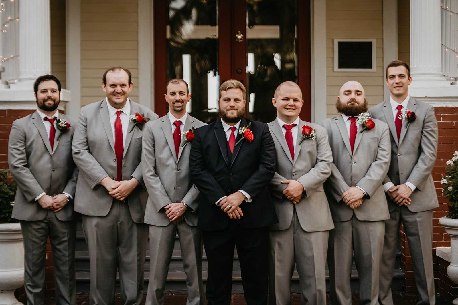 Groom and Groomsmen Wedding Portraits at The Heitman House