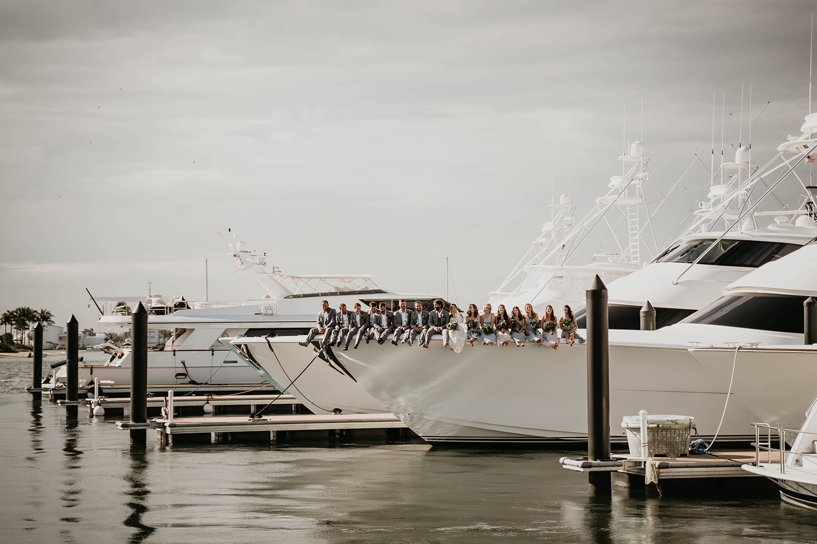 Waterfront Boat Bridal Party Wedding Portraits