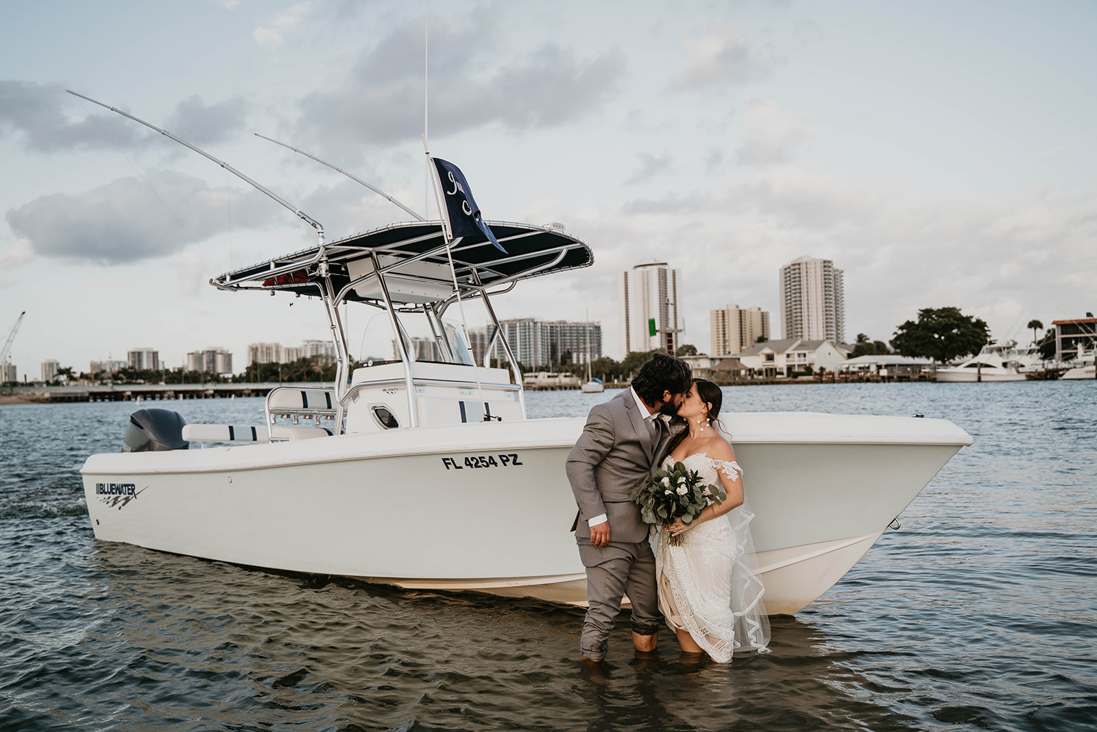 Waterfront Dock Bride and Groom Wedding Portraits