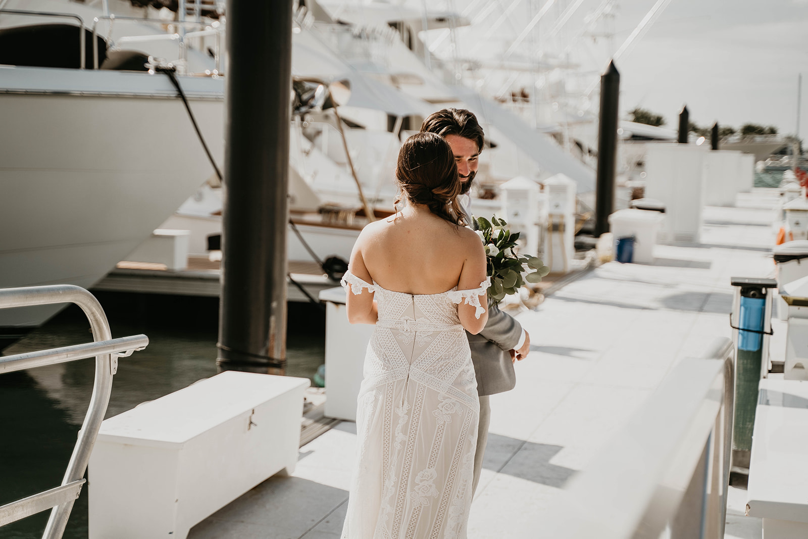 Waterfront First Look Wedding Portraits