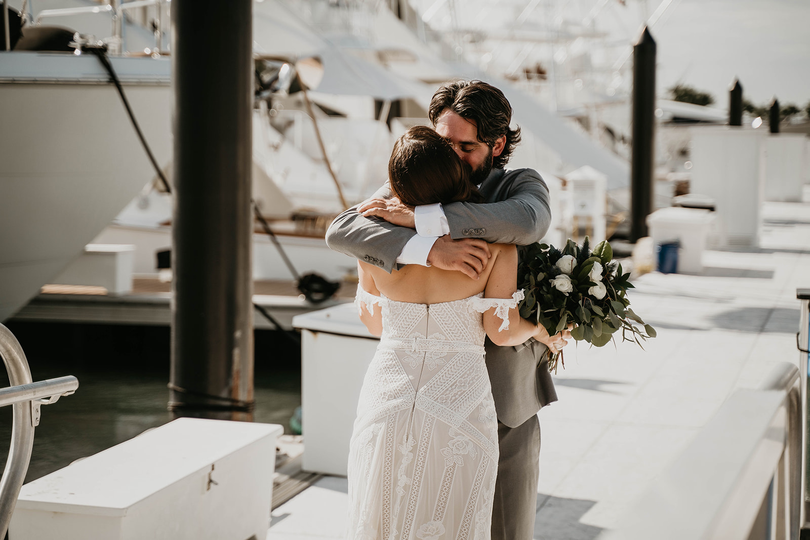 Waterfront First Look Wedding Portraits