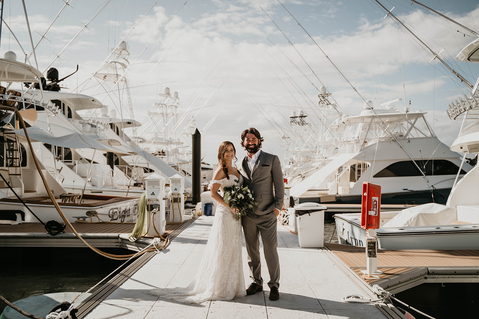 Waterfront Dock Bride and Groom Wedding Portraits