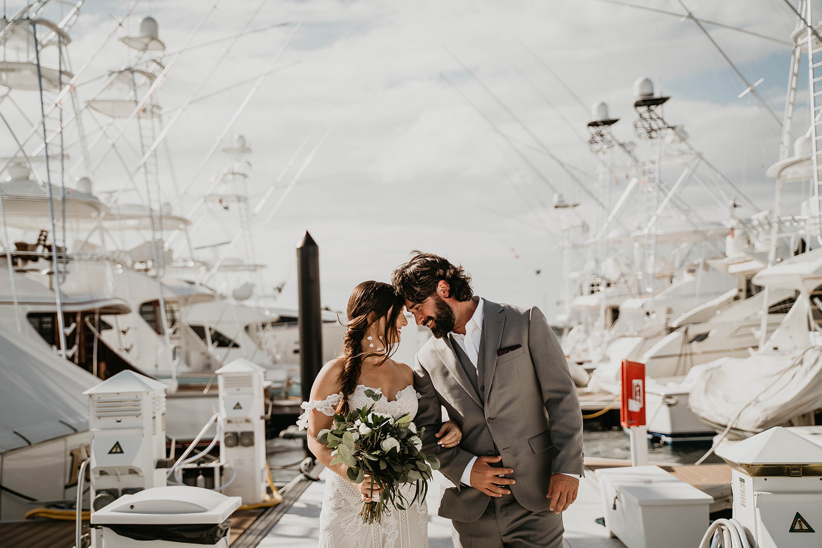 Waterfront Dock Bride and Groom Wedding Portraits