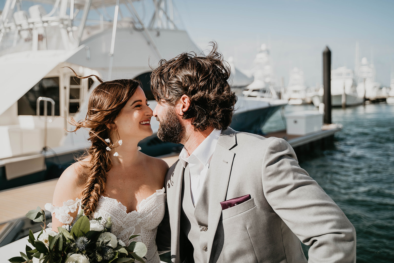 Waterfront Dock Bride and Groom Wedding Portraits
