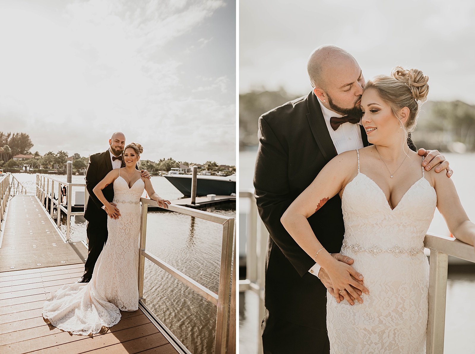 Waterfront Bride and Groom Wedding Portrait Photography