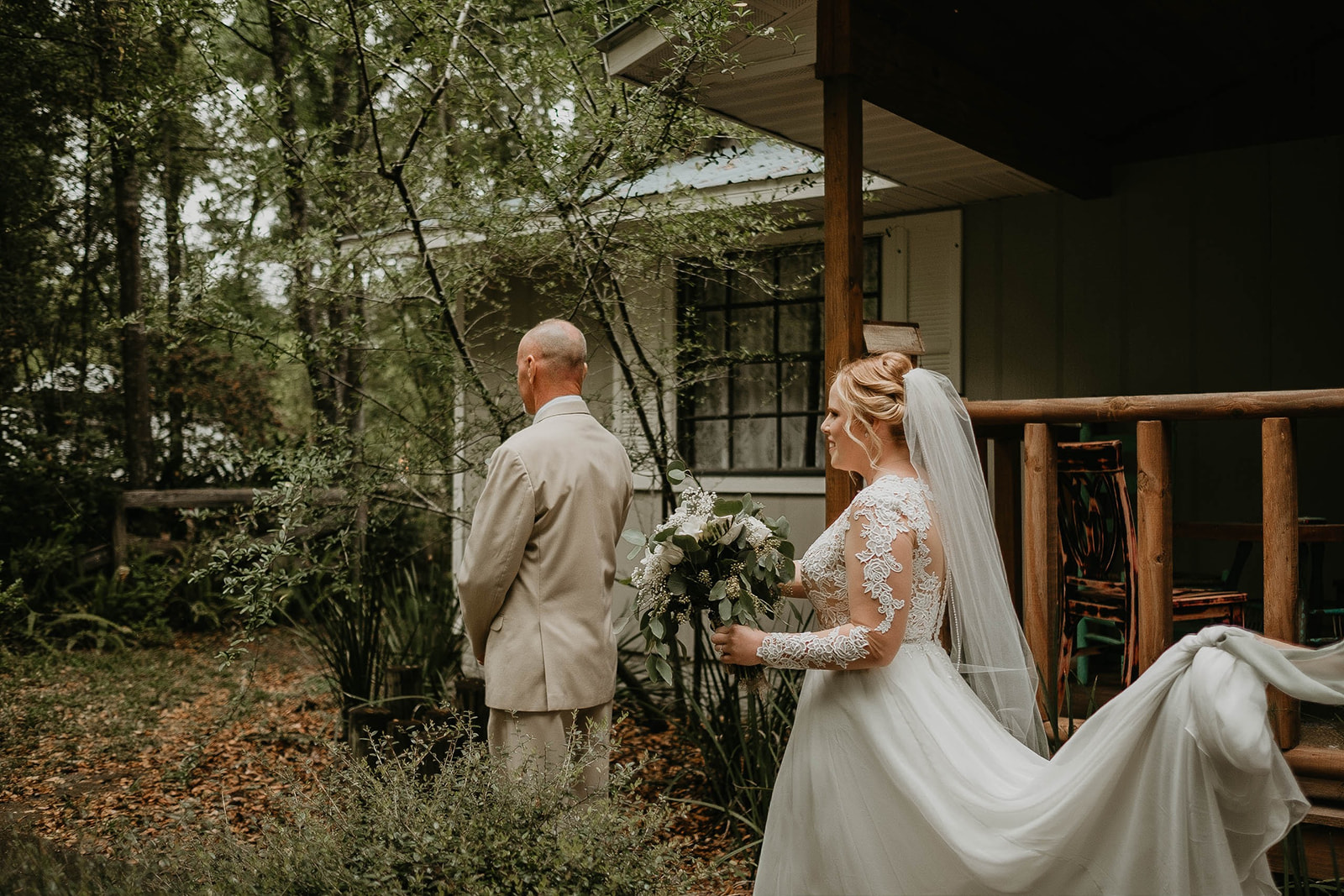 Rustic First Look Father Bride Wedding Photography