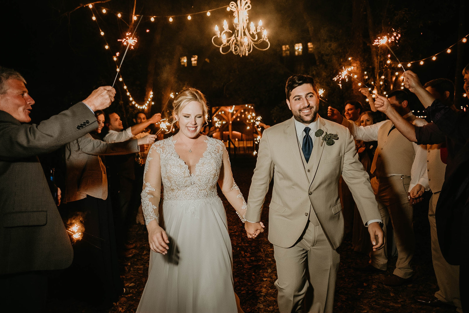 Bridle Oaks Barn Central Florida Rustic Wedding Sparkler Exit Photography