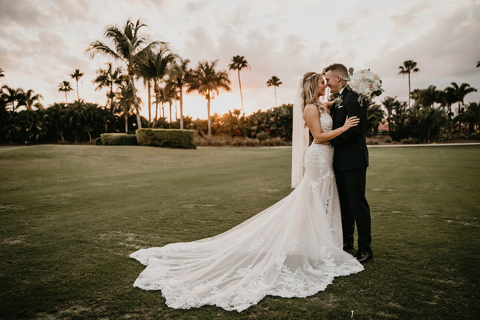 West Palm Beach Florida Bride and Groom Golf Course Wedding Portrait Photography