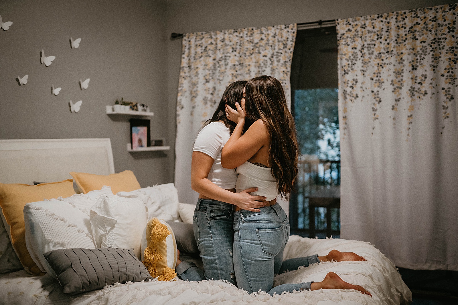 Cozy LGBTQ Engagement in home session Captured by West Palm Beach Engagement Photographer, Krystal Capone Photography.