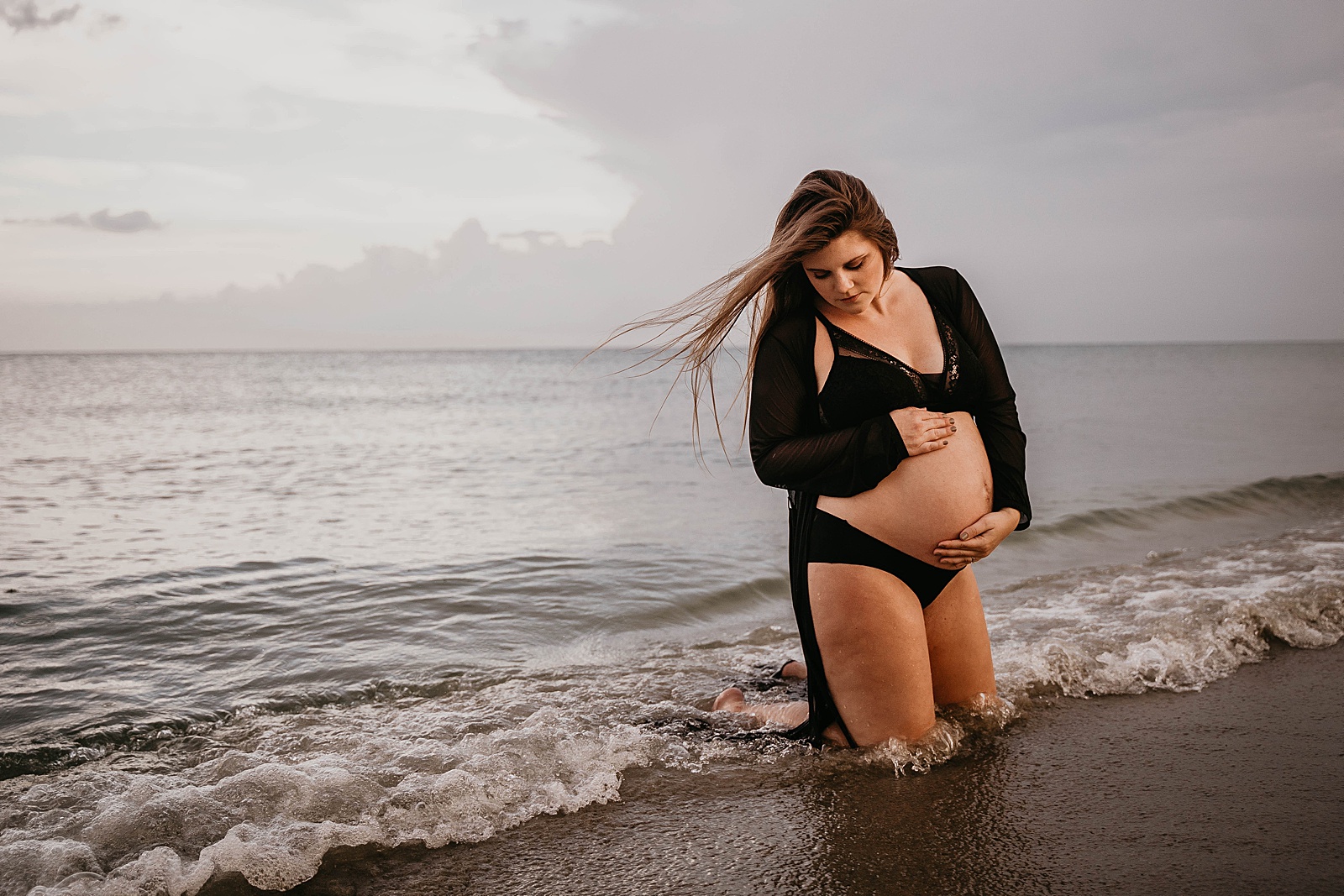Empowering Palm Beach Ocean Maternity Session captured by South Florida Lifestyle Photographer, Krystal Capone Photography