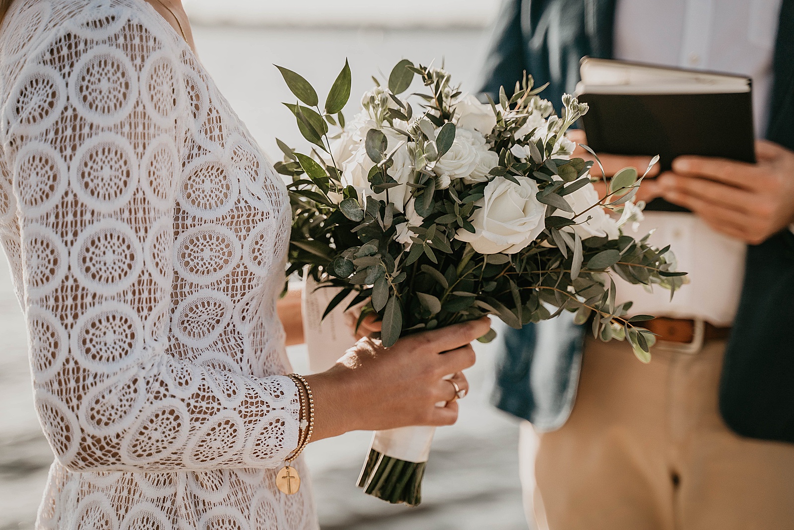 South Florida Waterfront Elopement ceremony vows captured by South Florida Elopement Photographer, Krystal Capone Photography