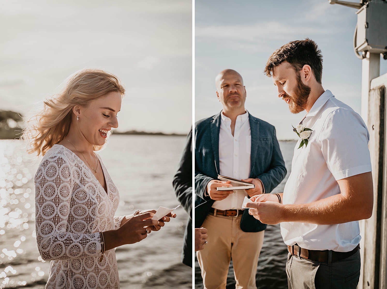 South Florida Waterfront Elopement ceremony vows captured by South Florida Elopement Photographer, Krystal Capone Photography