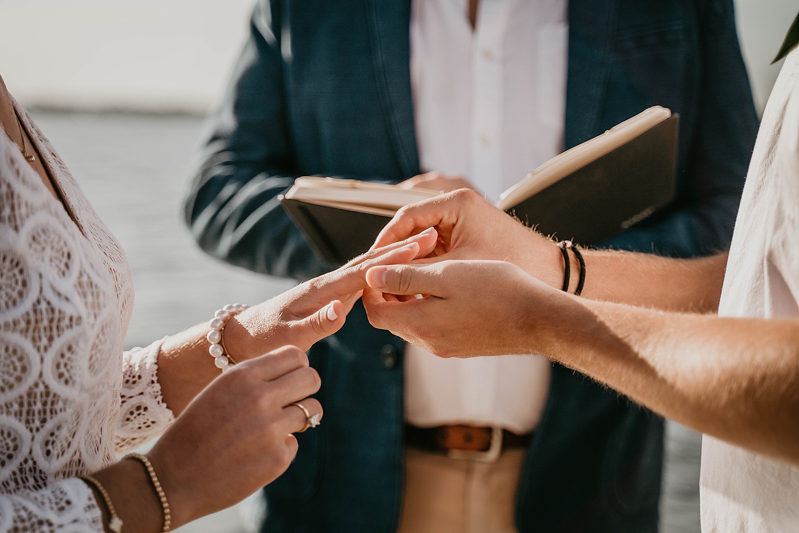 South Florida Waterfront Elopement ceremony vows captured by South Florida Elopement Photographer, Krystal Capone Photography