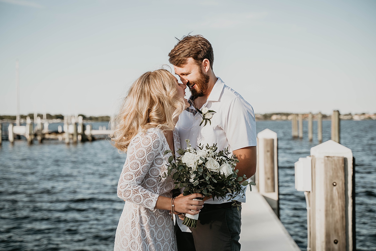 South Florida Waterfront Elopement bride and groom portrait captured by South Florida Elopement Photographer, Krystal Capone Photography
