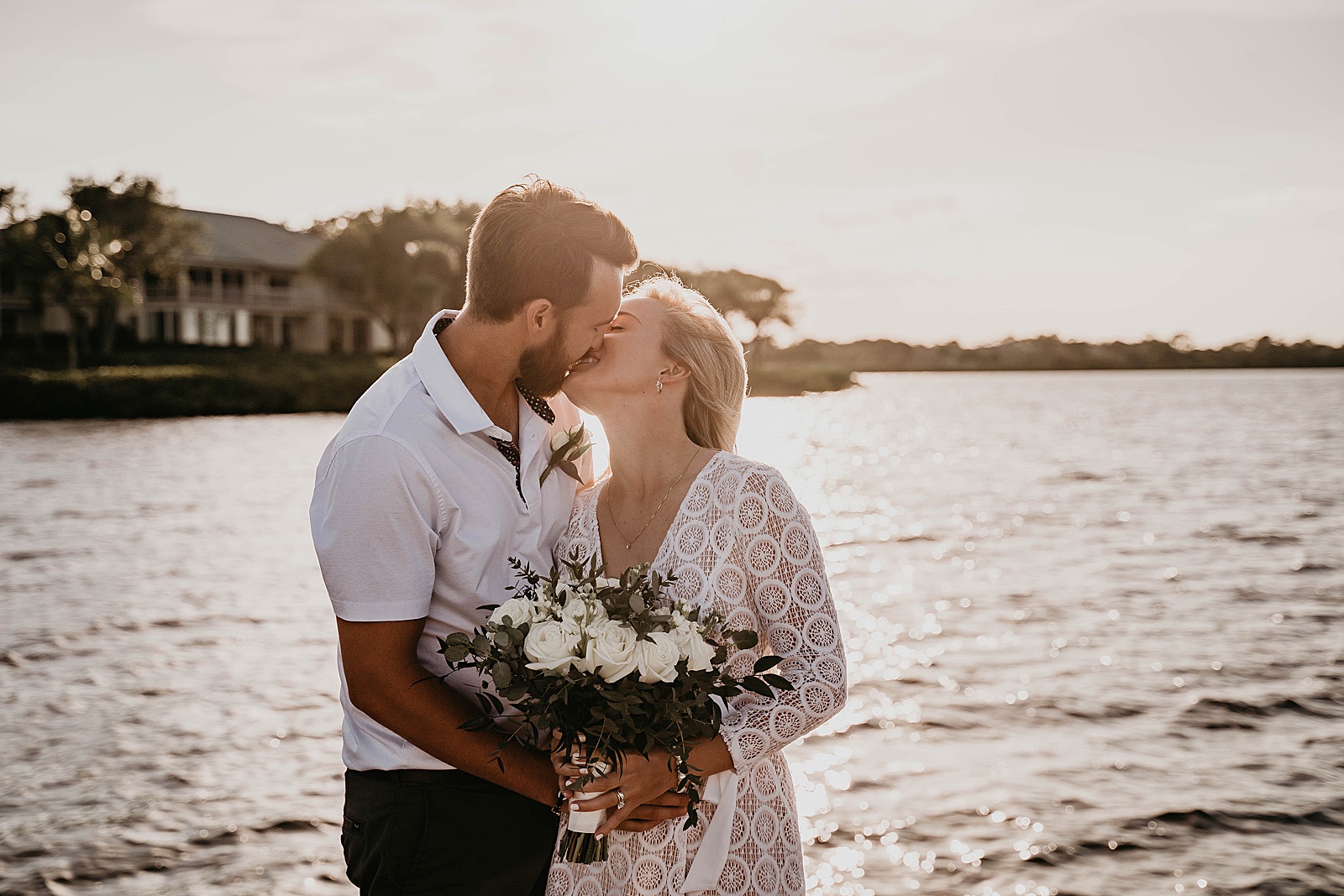 South Florida Waterfront Elopement bride and groom portrait captured by South Florida Elopement Photographer, Krystal Capone Photography