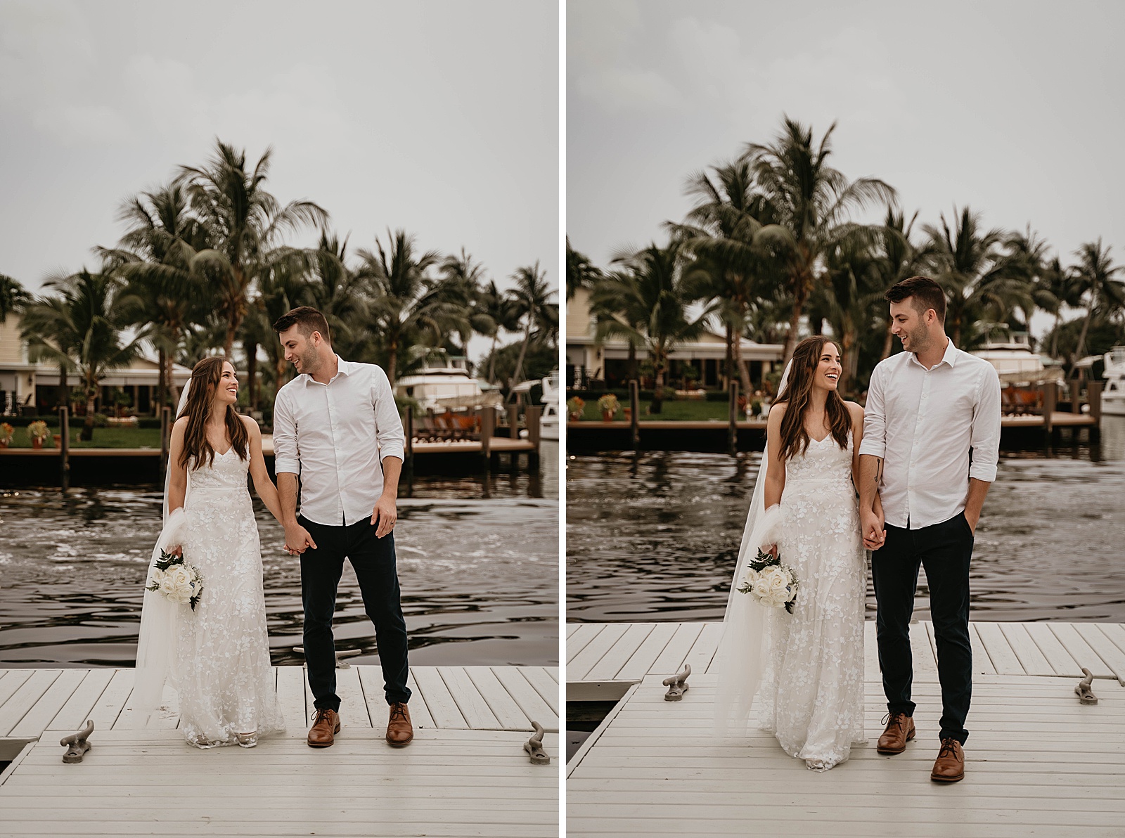 Intimate Fort Lauderdale Elopement Bride and Groom Waterfront Portrait captured by South Florida Elopement Photographer, Krystal Capone Photography