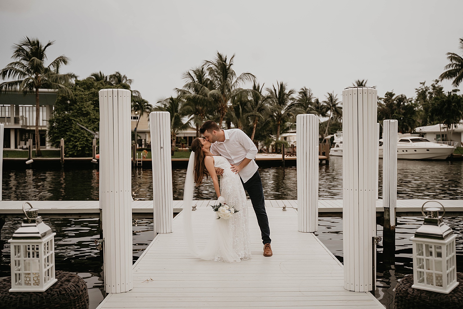 Intimate Fort Lauderdale Elopement Bride and Groom Waterfront Portrait captured by South Florida Elopement Photographer, Krystal Capone Photography