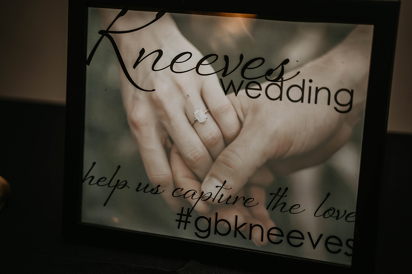 Detail shot of invitation to share wedding social media Waterstone Resort and Marina Wedding captured by South Florida Wedding Photographer Krystal Capone Photography