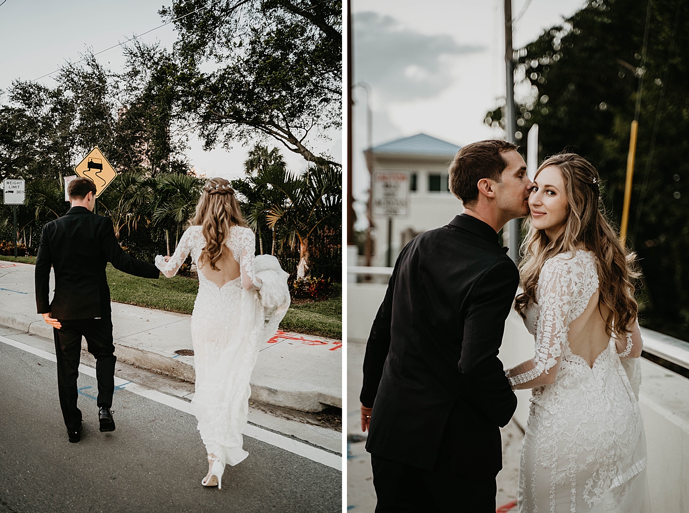 Bride and Groom holding hands Waterstone Resort and Marina Wedding captured by South Florida Wedding Photographer Krystal Capone Photography