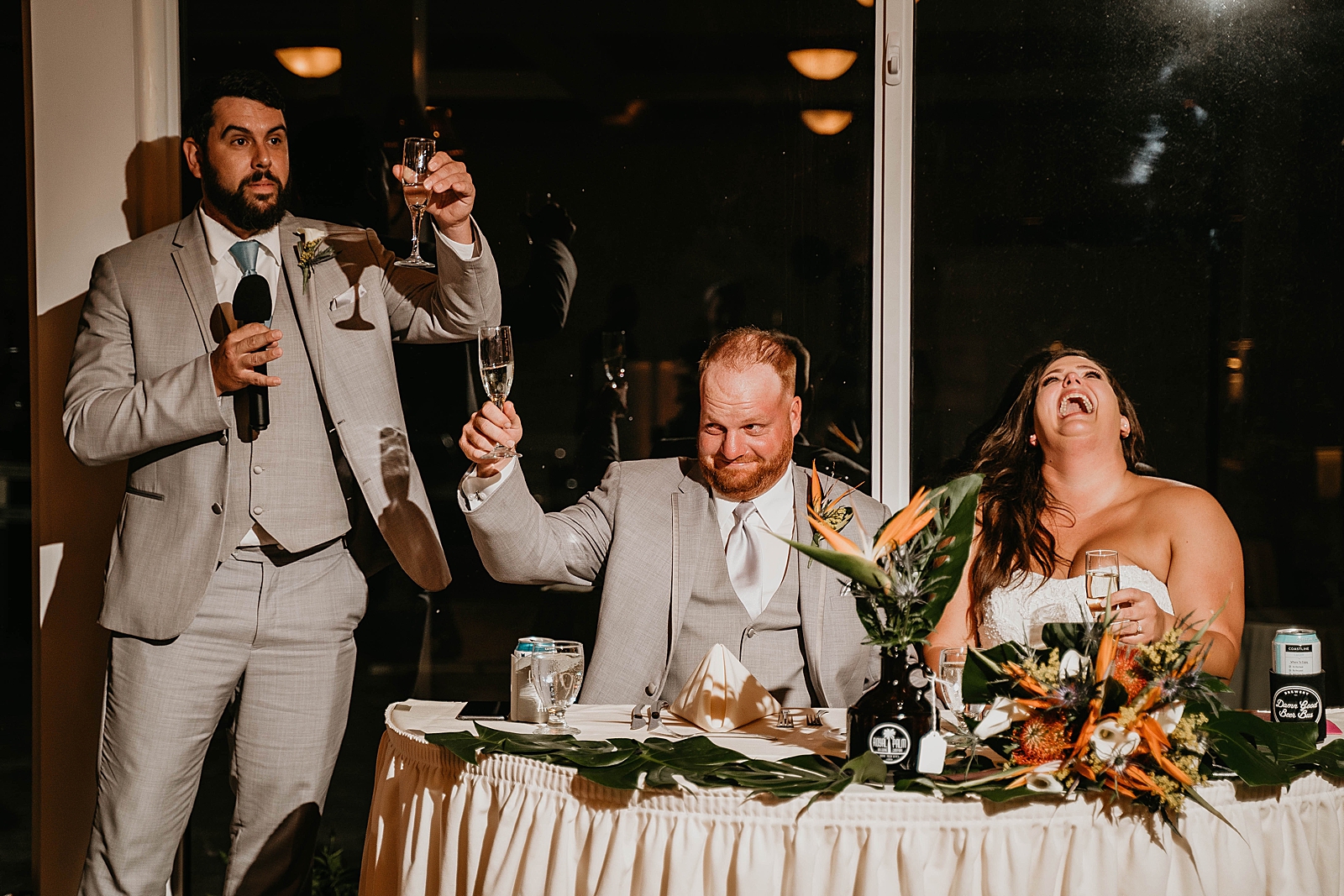 Best man speech with fun reactions Jupiter Lighthouse Wedding Photography captured by South Florida Wedding Photographer Krystal Capone Photography