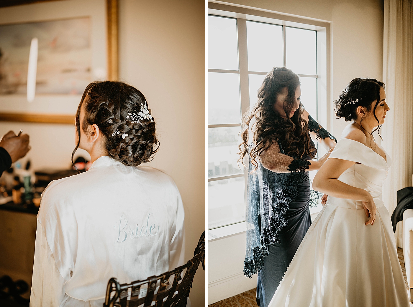 Bride Getting Ready putting dress on Lavan Venue Wedding Photography captured by South Florida Wedding Photographer Krystal Capone Photography
