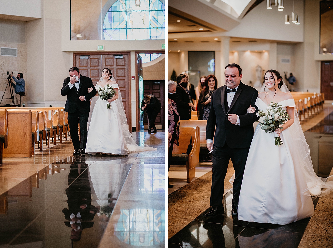 Father crying as he walks down the aisle with daughter Lavan Venue Wedding Photography captured by South Florida Wedding Photographer Krystal Capone Photography
