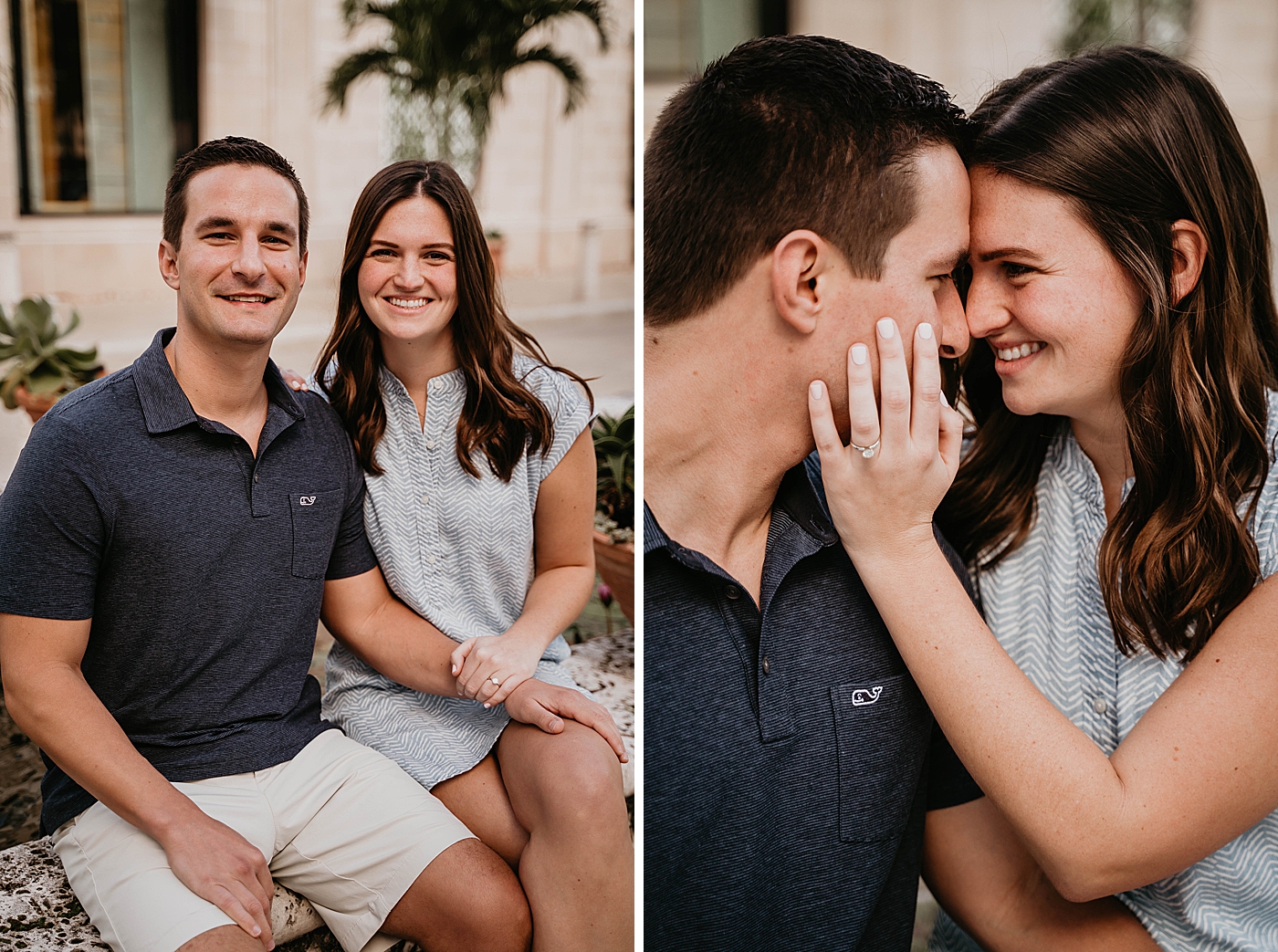 Couple sitting and nuzzling Palm Beach Engagement Photography captured by South Florida Engagement Photographer Krystal Capone Photography