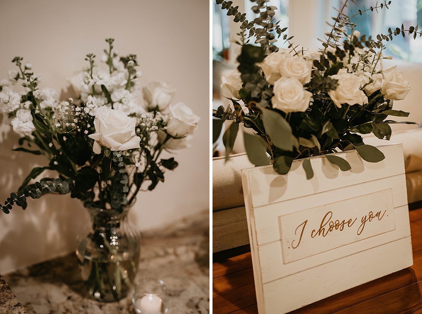 Wedding detail shot of white flower piece Intimate South Florida Wedding Photography captured by Wedding Photographer Krystal Capone Photography