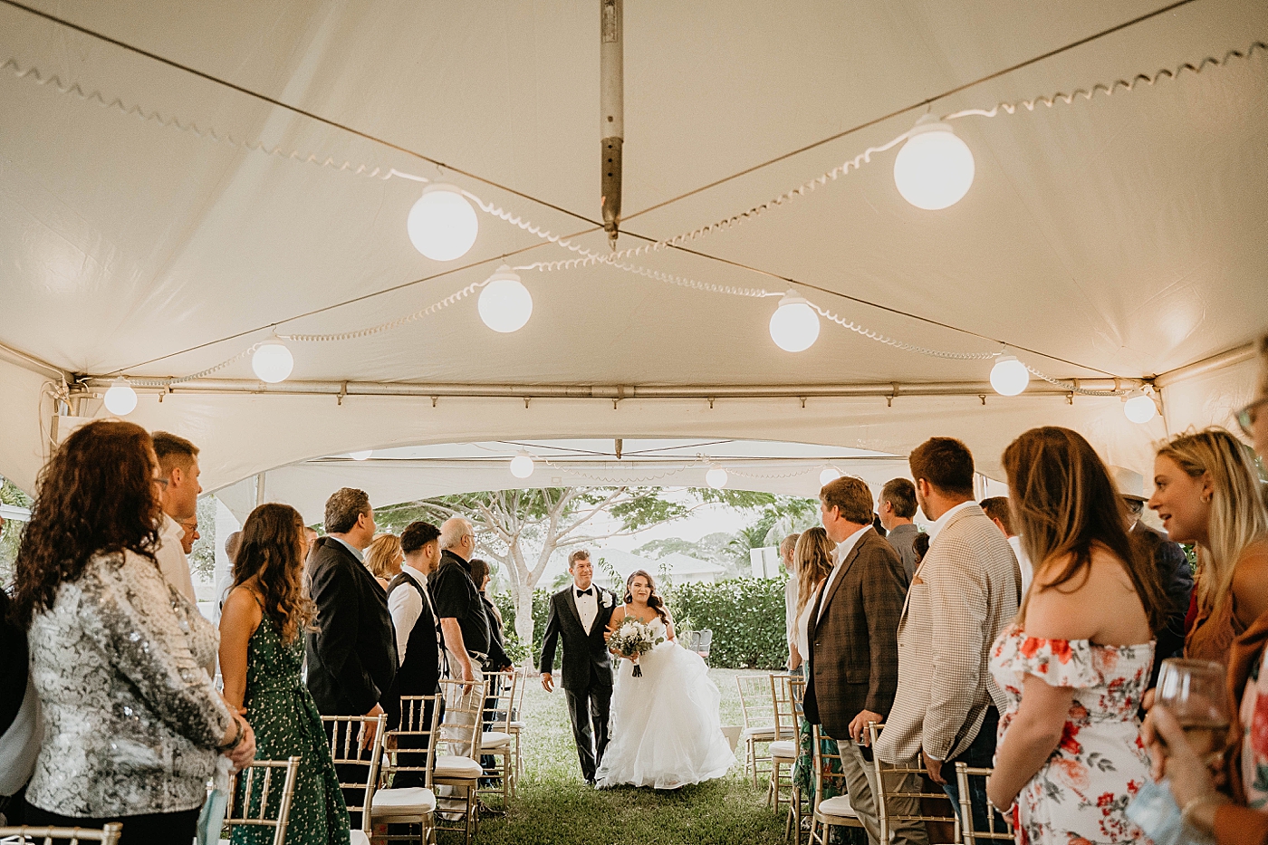 Bride walking down the aisle Intimate South Florida Wedding Photography captured by Wedding Photographer Krystal Capone Photography