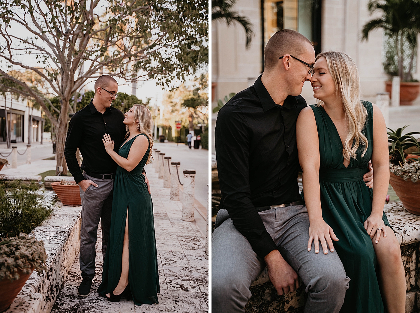 Couple looking at each other Worth Ave Engagement Photography captured by Engagement Photographer Krystal Capone Photography