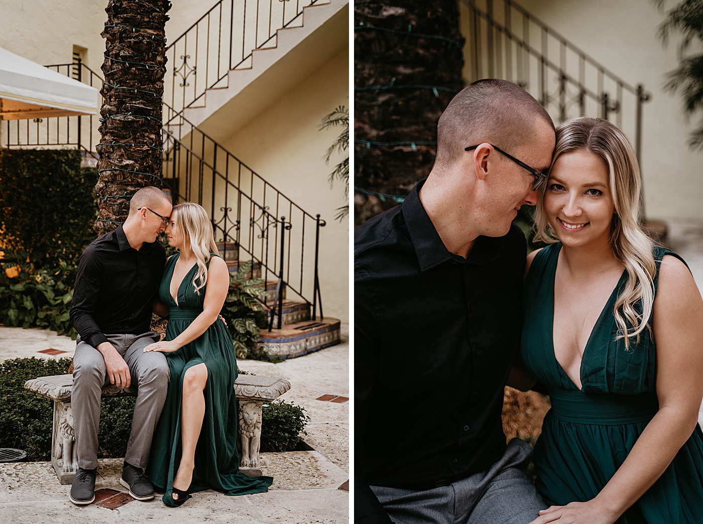 Couple sitting and nuzzling Worth Ave Engagement Photography captured by Engagement Photographer Krystal Capone Photography