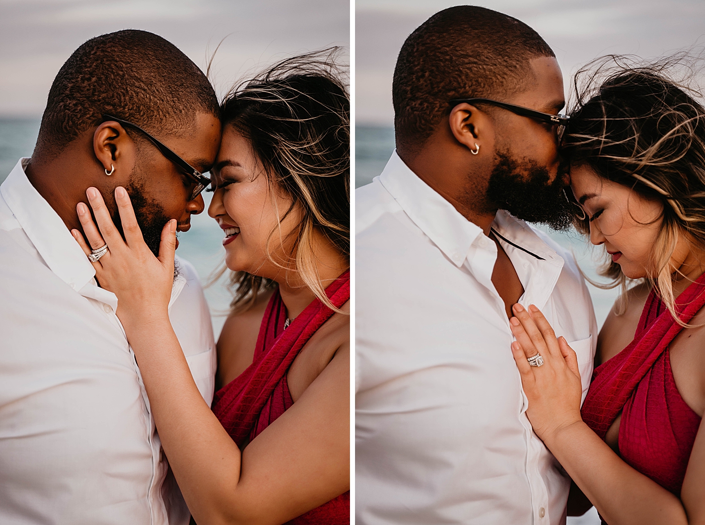 Couple nuzzling and husband kissing wife on forehead Palm Beach Anniversary Photography captured by South Florida Family Photographer Krystal Capone Photography