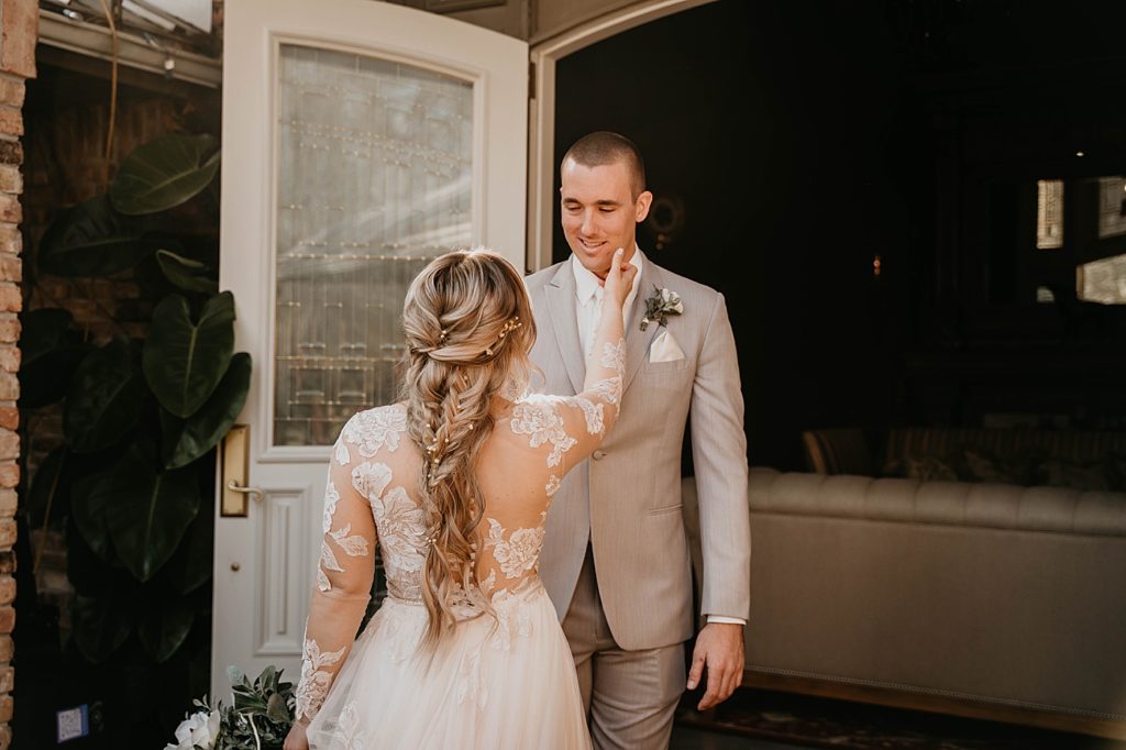 Groom's reaction to seeing Bride First Look Intimate South Florida Wedding Photography captured by South Florida Wedding Photographer Krystal Capone Photography
