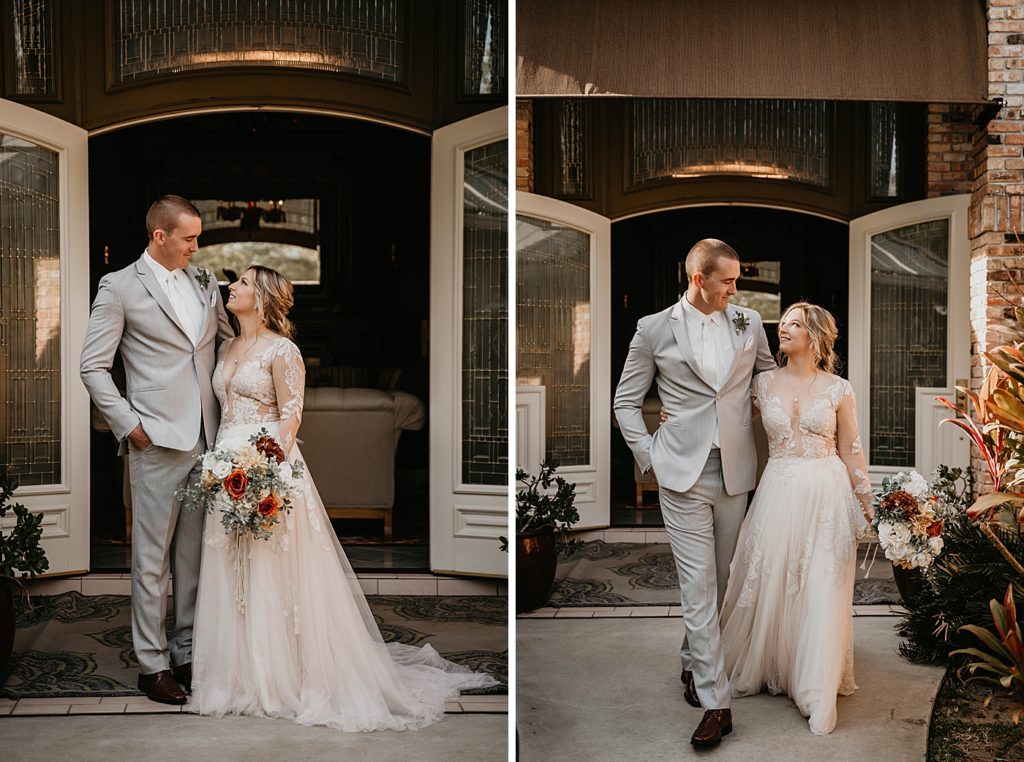 Bride and Groom standing together and looking at each other Intimate South Florida Wedding Photography captured by South Florida Wedding Photographer Krystal Capone Photography