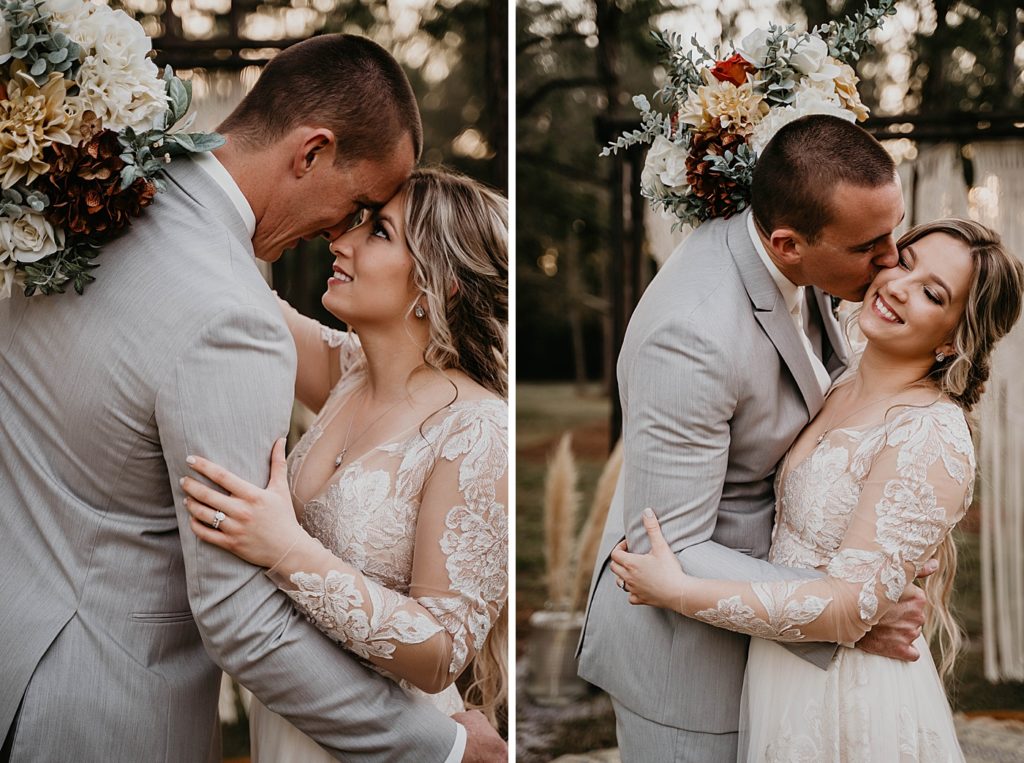 Bride and Groom closeup nuzzling and Groom kissing Bride on cheek Intimate South Florida Wedding Photography captured by South Florida Wedding Photographer Krystal Capone Photography