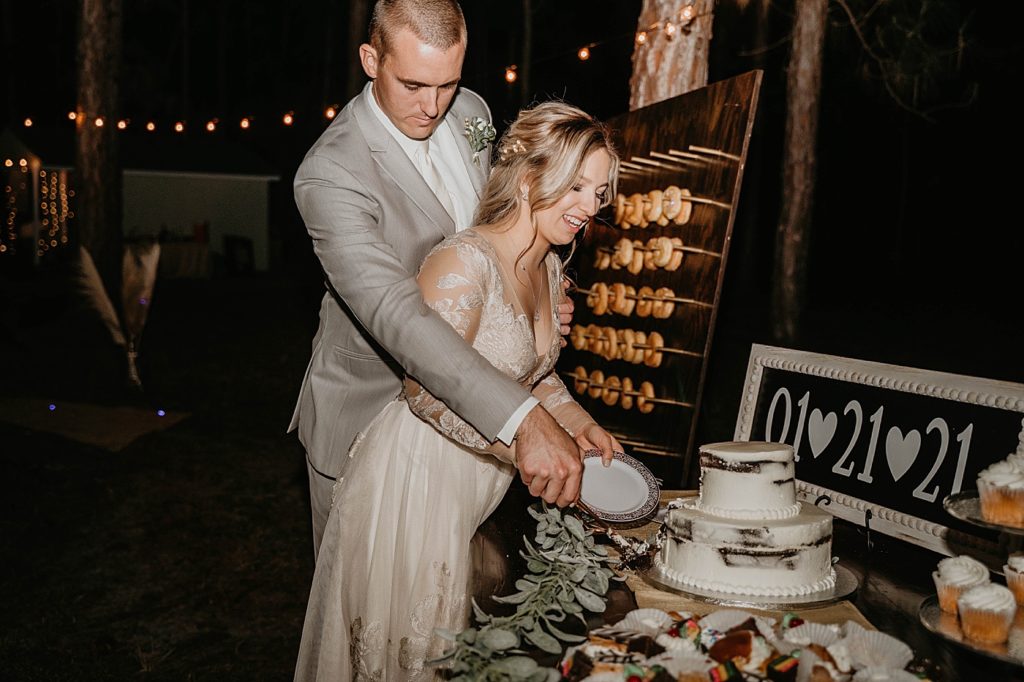 Bride and Groom cake cutting Reception Intimate South Florida Wedding Photography captured by South Florida Wedding Photographer Krystal Capone Photography