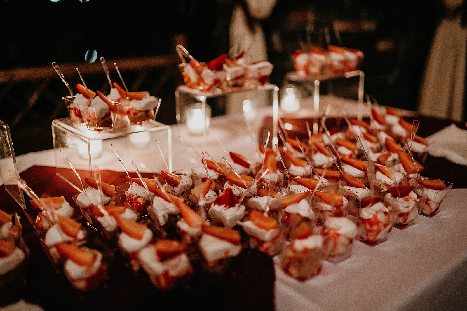 Reception detail shot of desert bites of strawberry shortcakes Living Sculptures Sanctuary Wedding Photography captured by South Florida Wedding Photographer Krystal Capone Photography