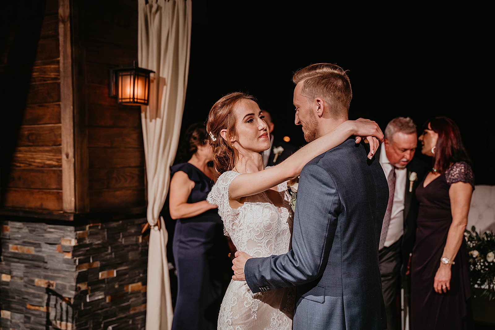 Bride and Groom First dance dimly lit lighting Living Sculptures Sanctuary Wedding Photography captured by South Florida Wedding Photographer Krystal Capone Photography