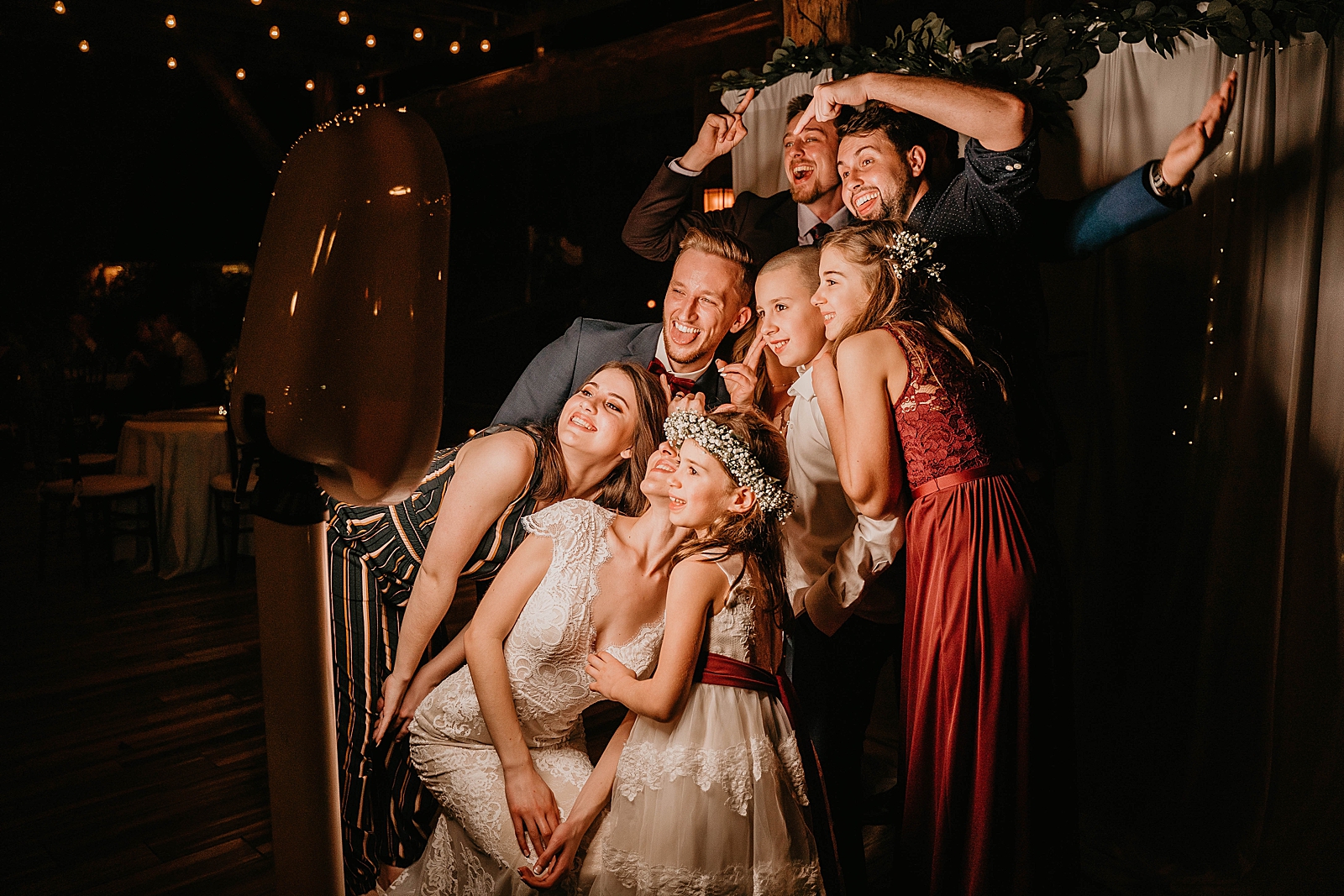Fun photo booth picture with Bride Groom Friends and Family Living Sculptures Sanctuary Wedding Photography captured by South Florida Wedding Photographer Krystal Capone Photography