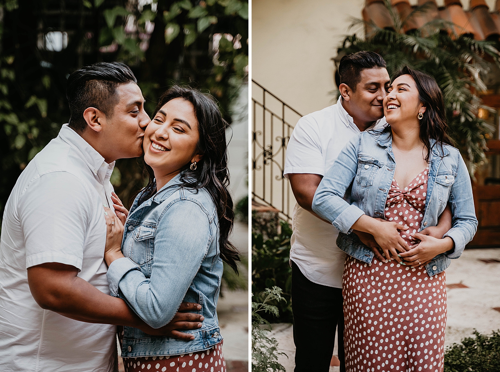 Man holding and kissing woman on the cheek Palm Beach Island Engagement Photography captured by South Florida Engagement Photographer Krystal Capone Photography 