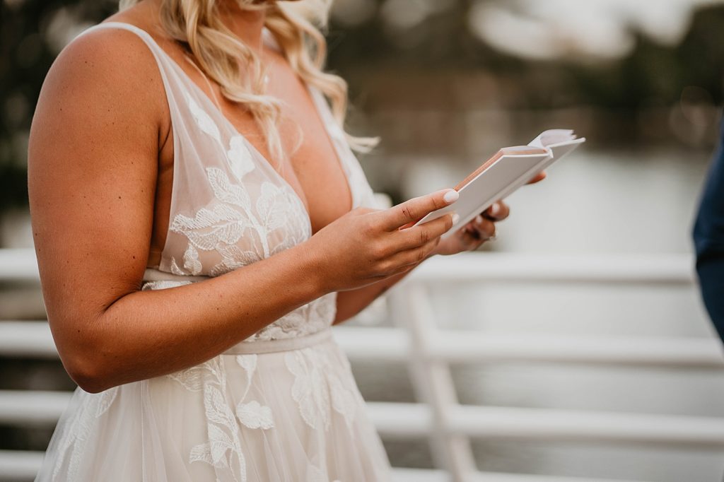 Bride reading vows during Ceremony