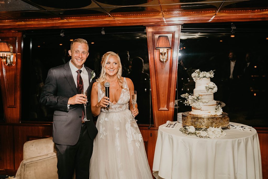 Bride and Groom speech by the cake