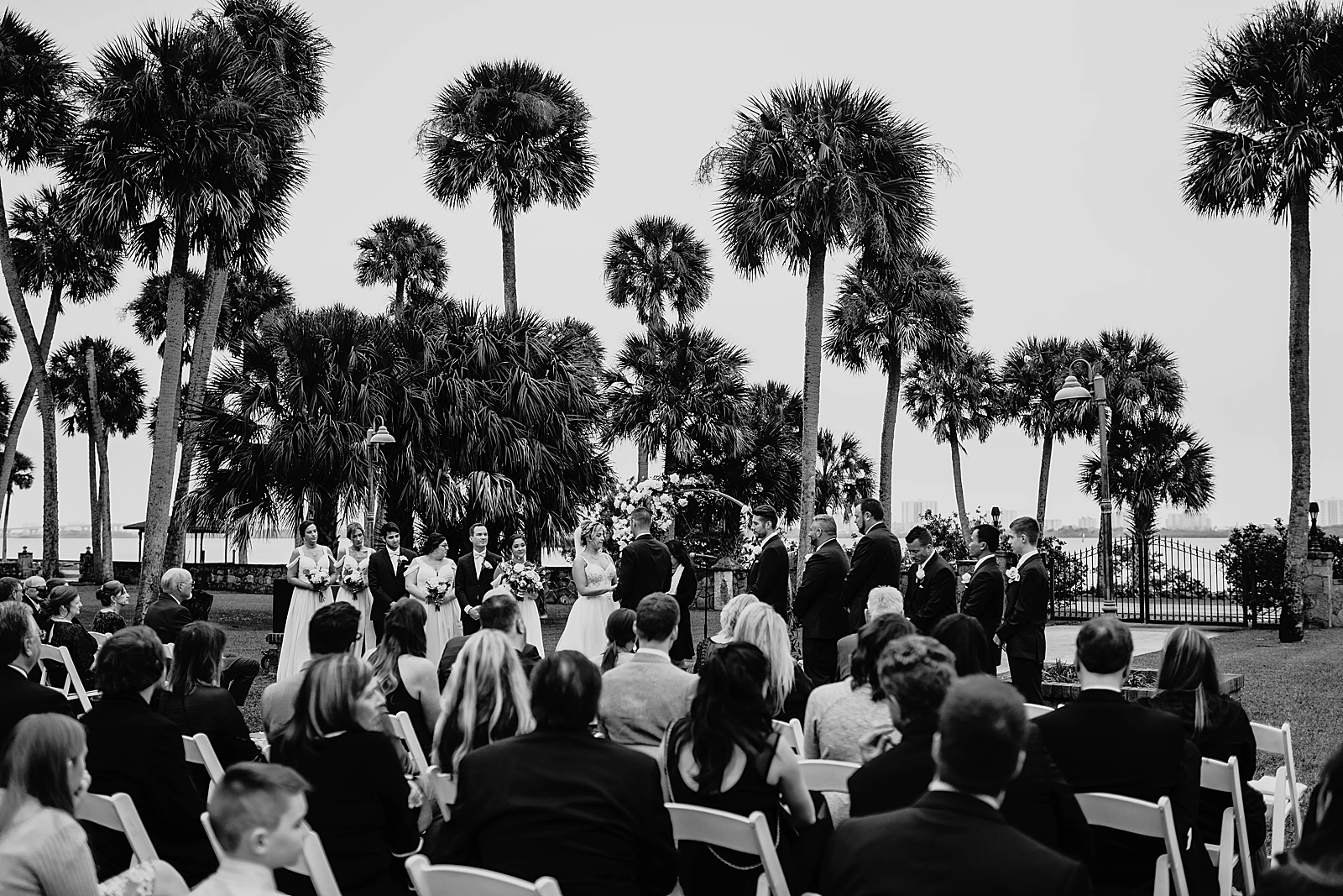 B&W wide shot of Ceremony