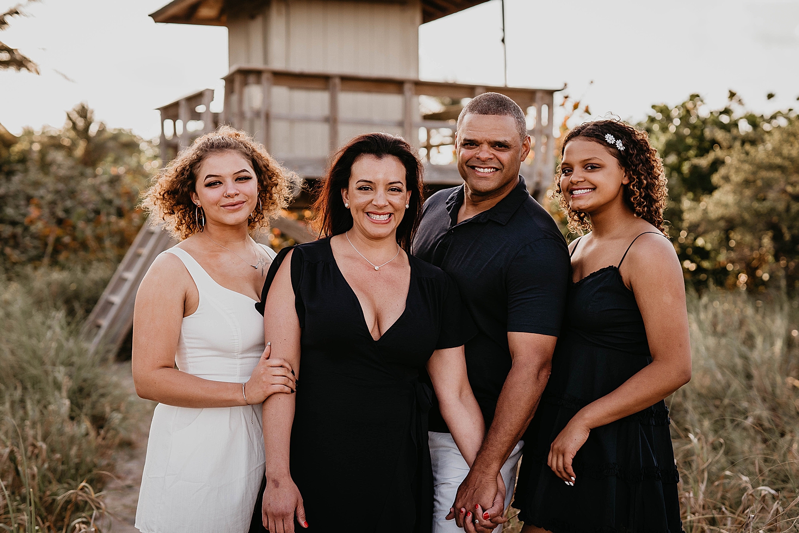 Family portrait by lifeguard house