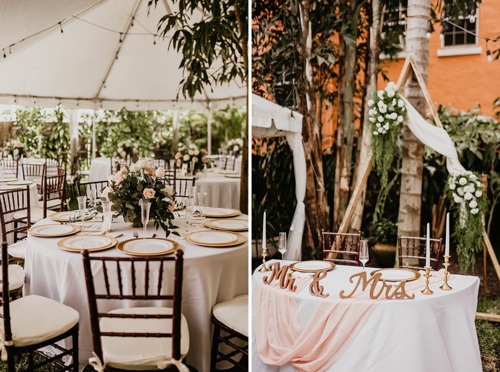 Detail shot of Reception tables and sweetheart table