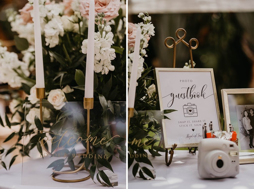 Detail shot of guestbook table